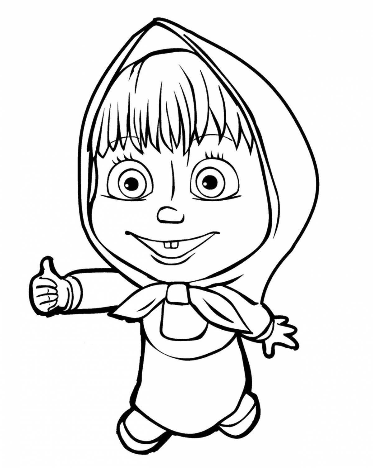 Coloring page happy Masha and the bear