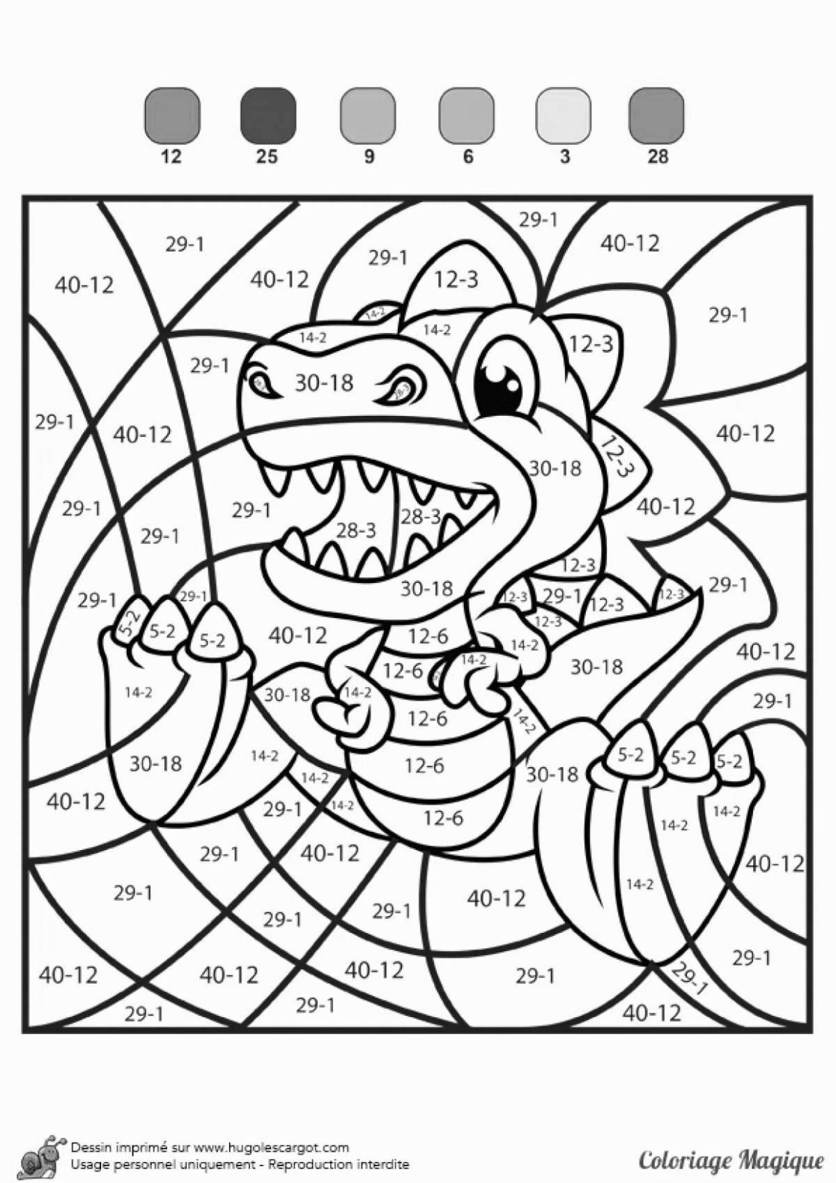 Entertaining coloring by numbers for grade 2