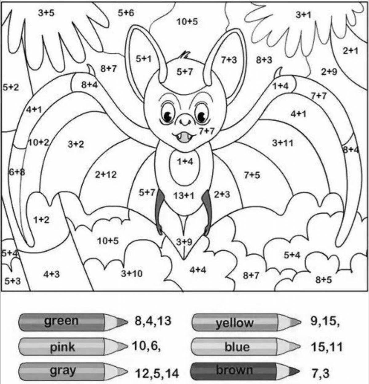 Coloring by numbers for grade 2 with color definition