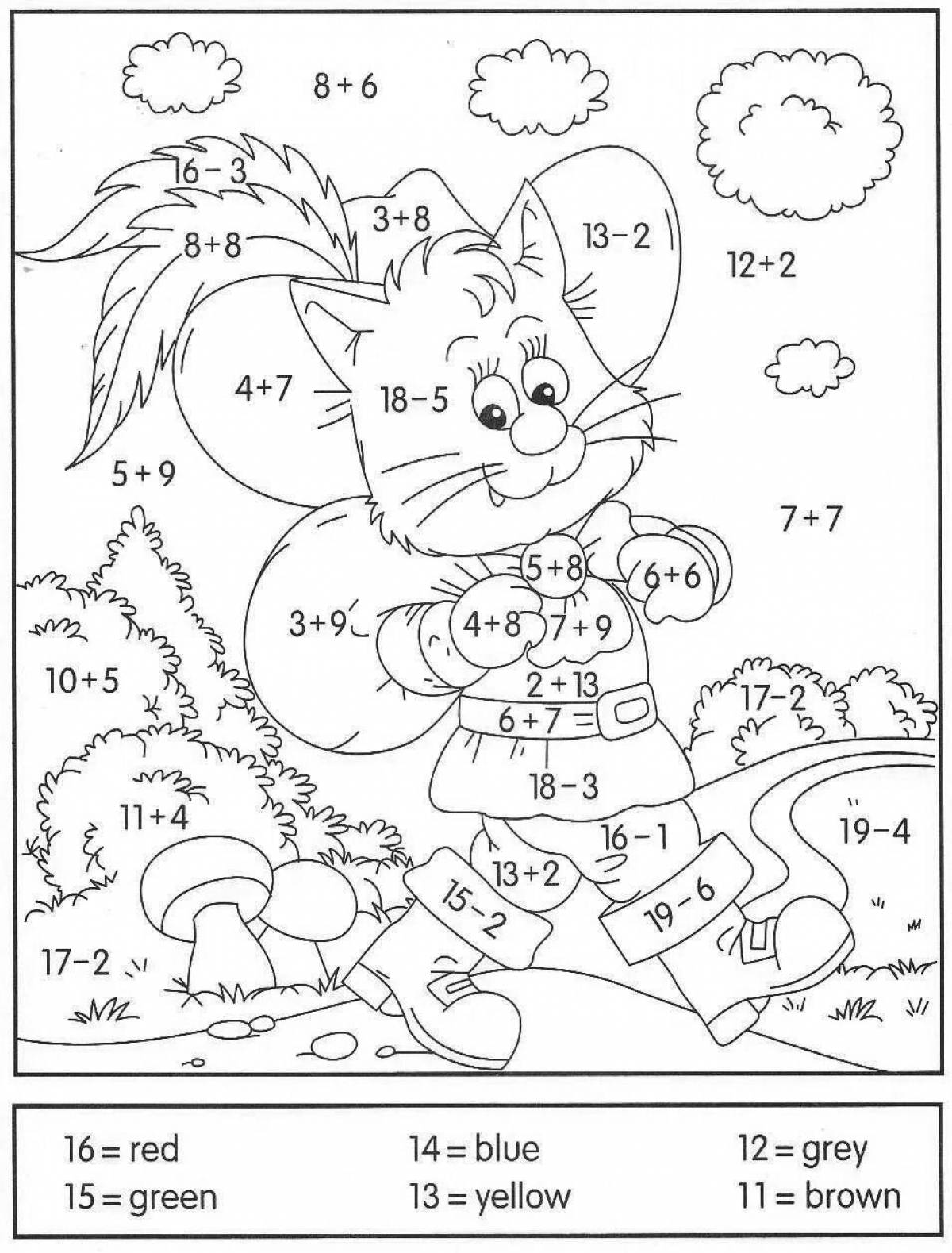 Colour coloring 2nd grade by numbers