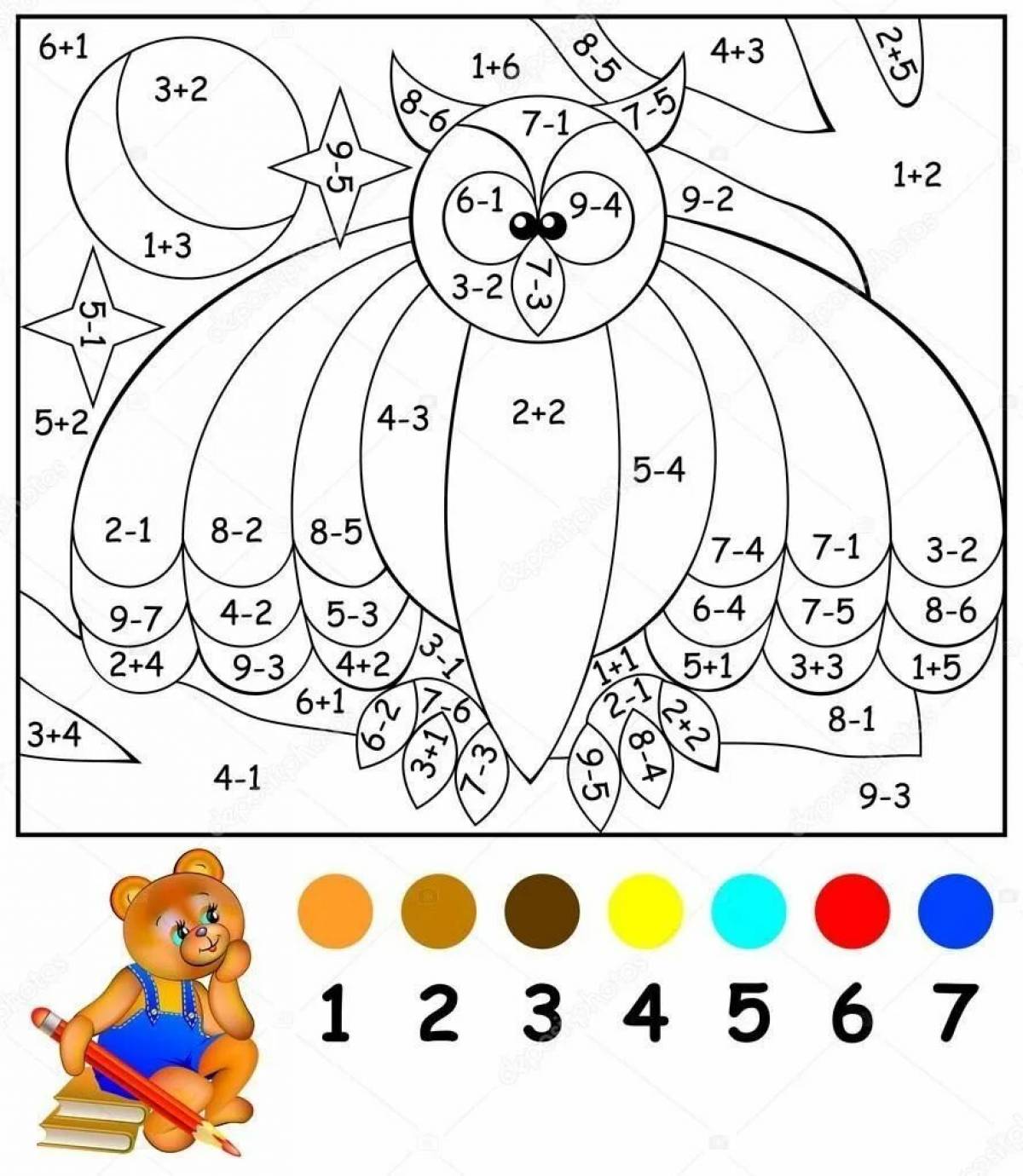 Color-glimmering grade 2 coloring page by numbers