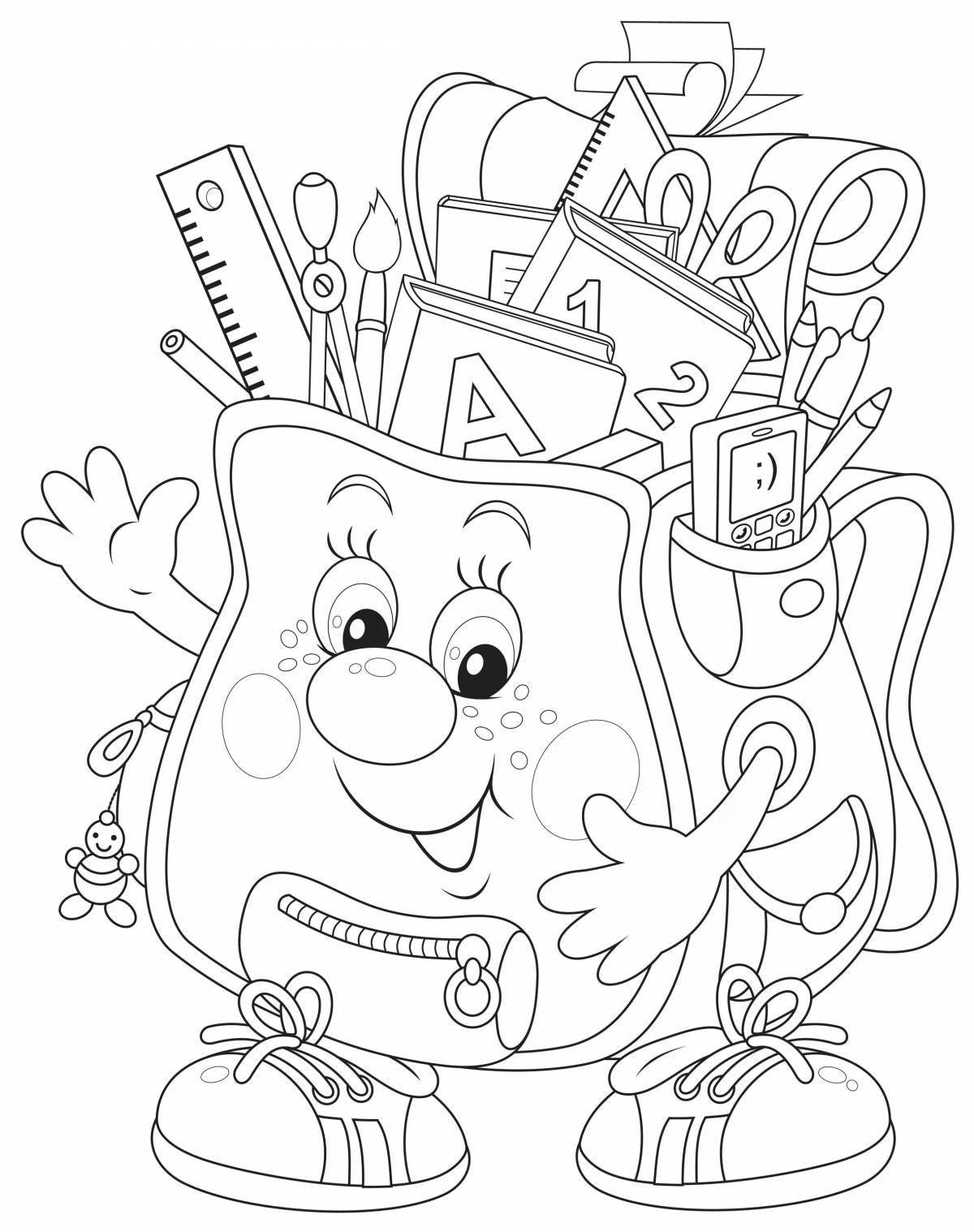 Coloring page happy school bus