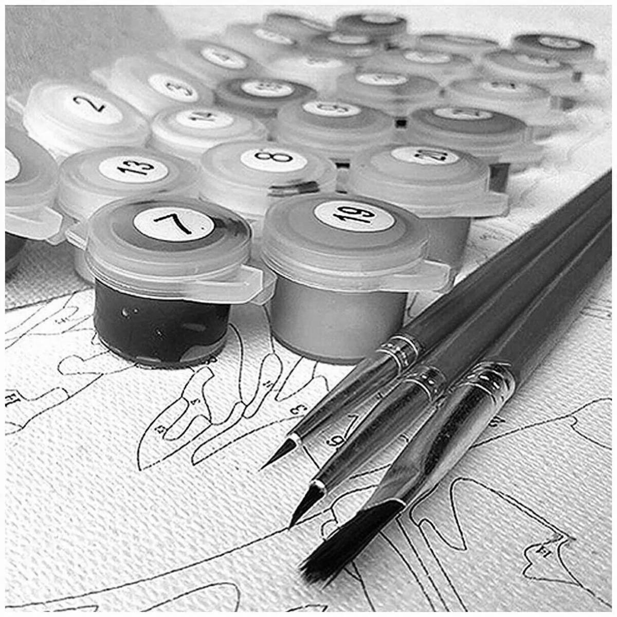 Photo Intensive coloring paint dried by numbers