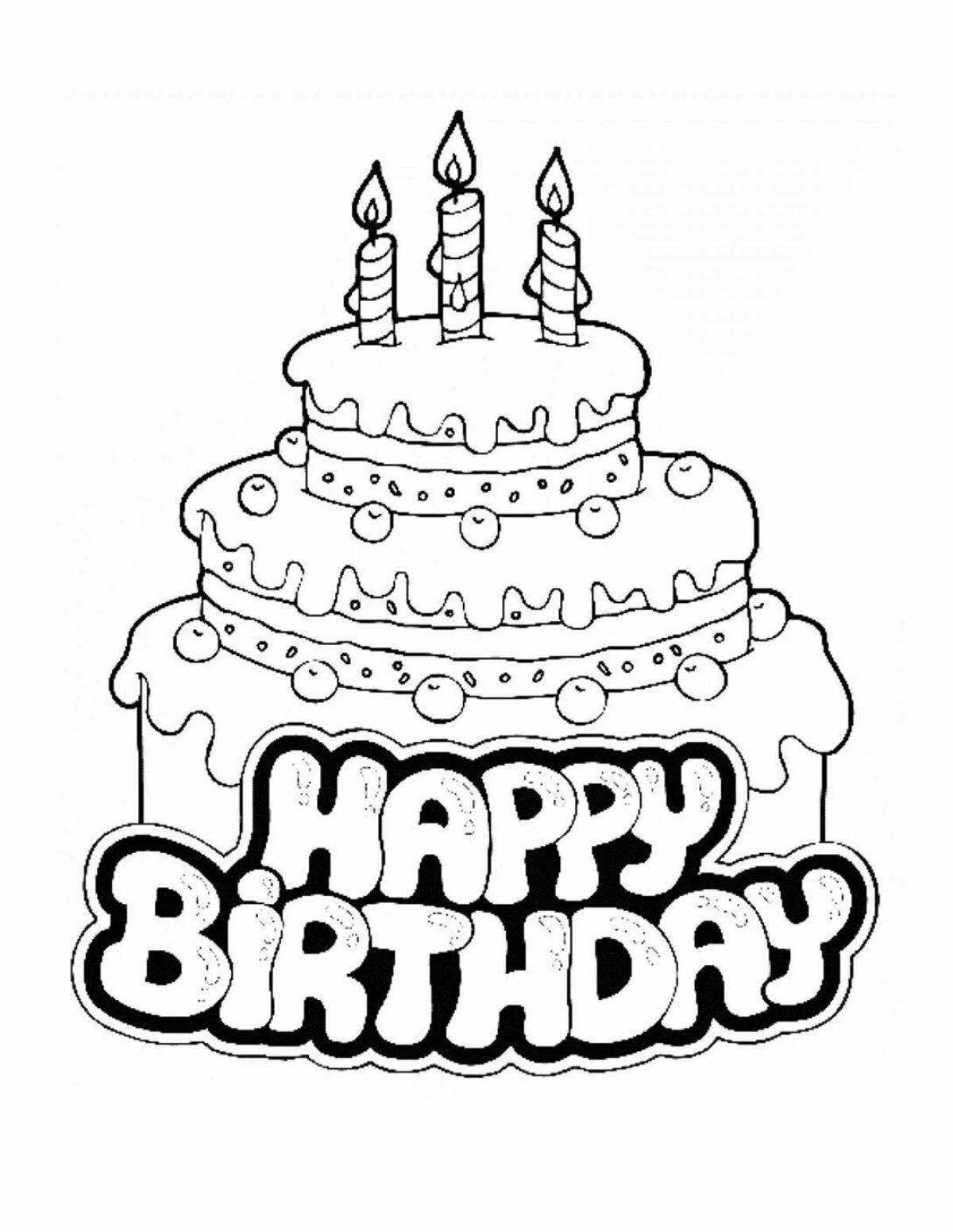 Coloring page cheerful happy birthday