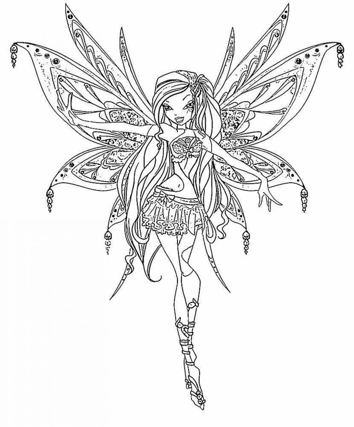 Colorful Winx fairy coloring pages