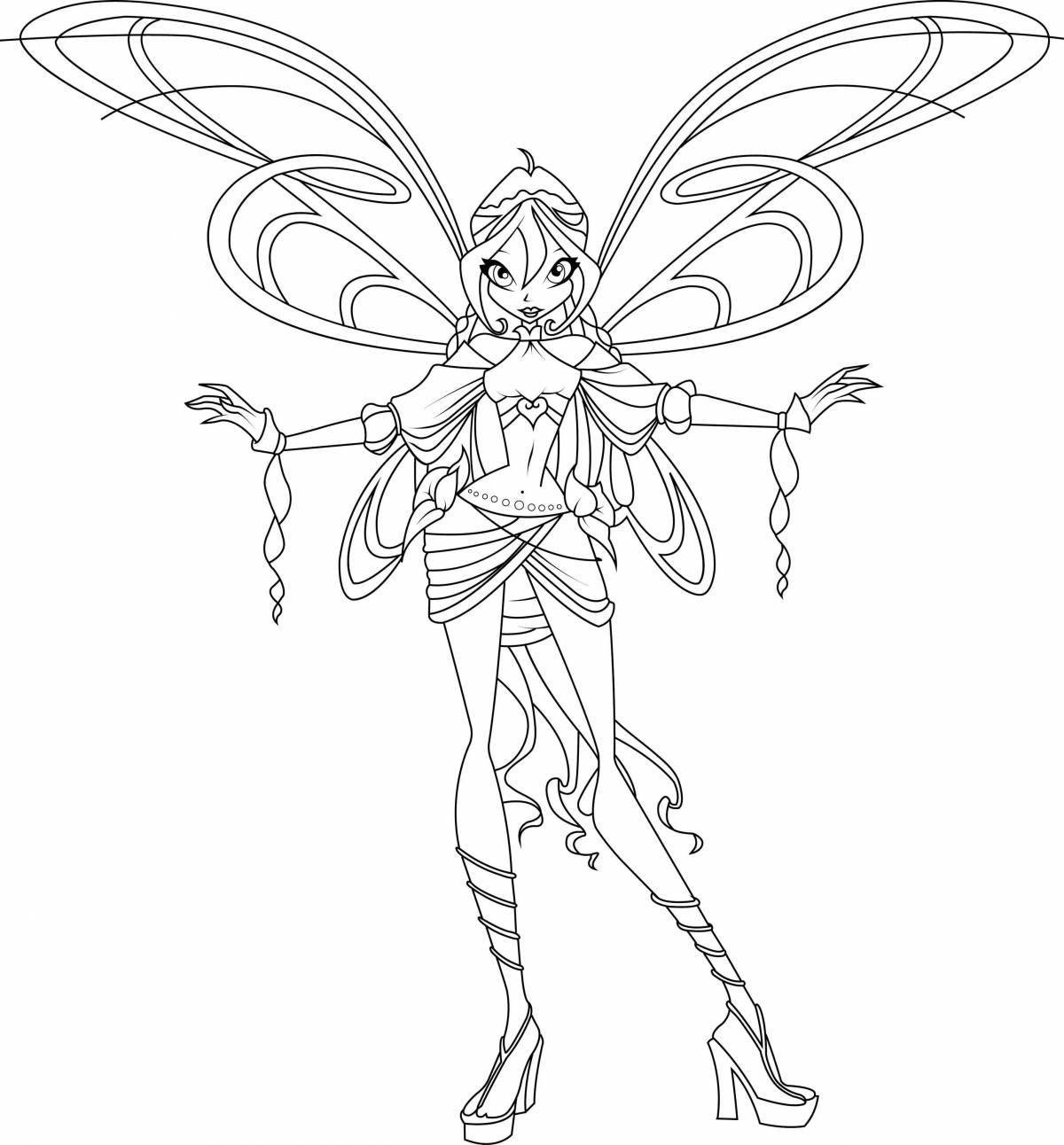 Coloring book elegant winx fairies