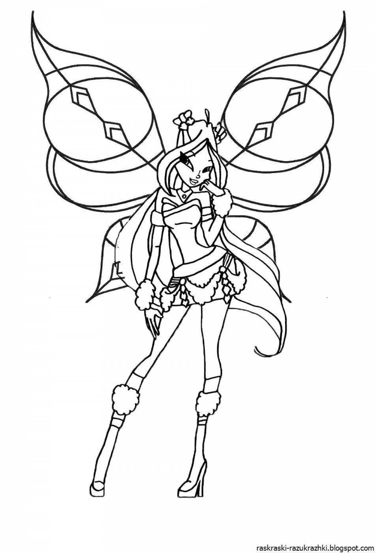Coloring page graceful winx fairies