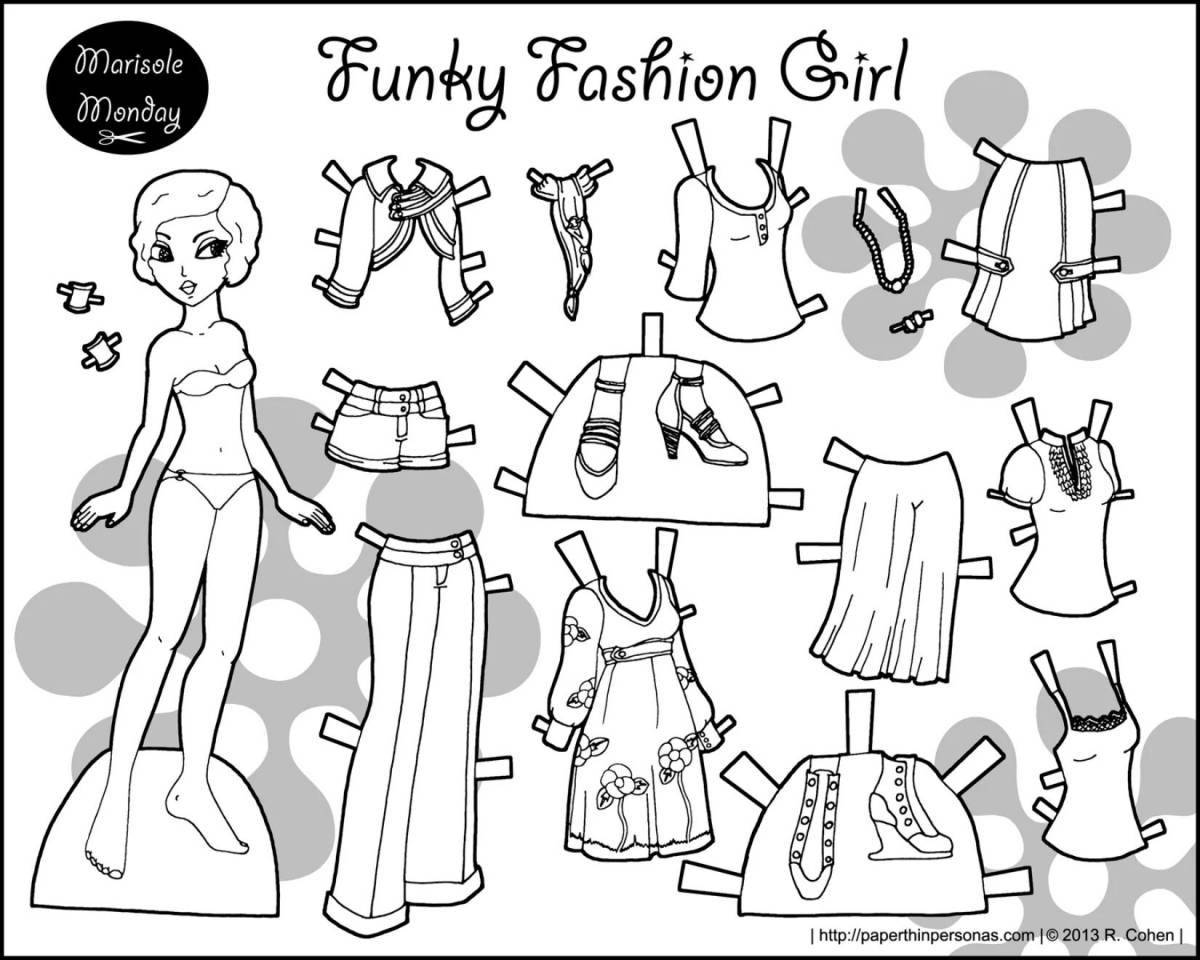 Fun coloring black and white lol doll with clothes