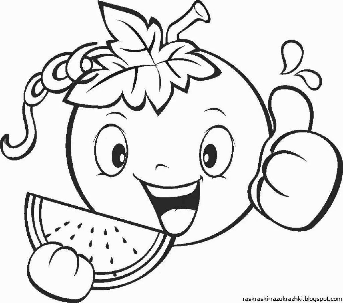 Cute fruit and vegetable coloring book for girls