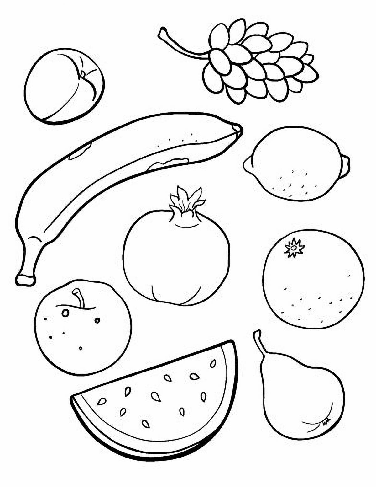 Эффектная раскраска для девочек фрукты и овощи