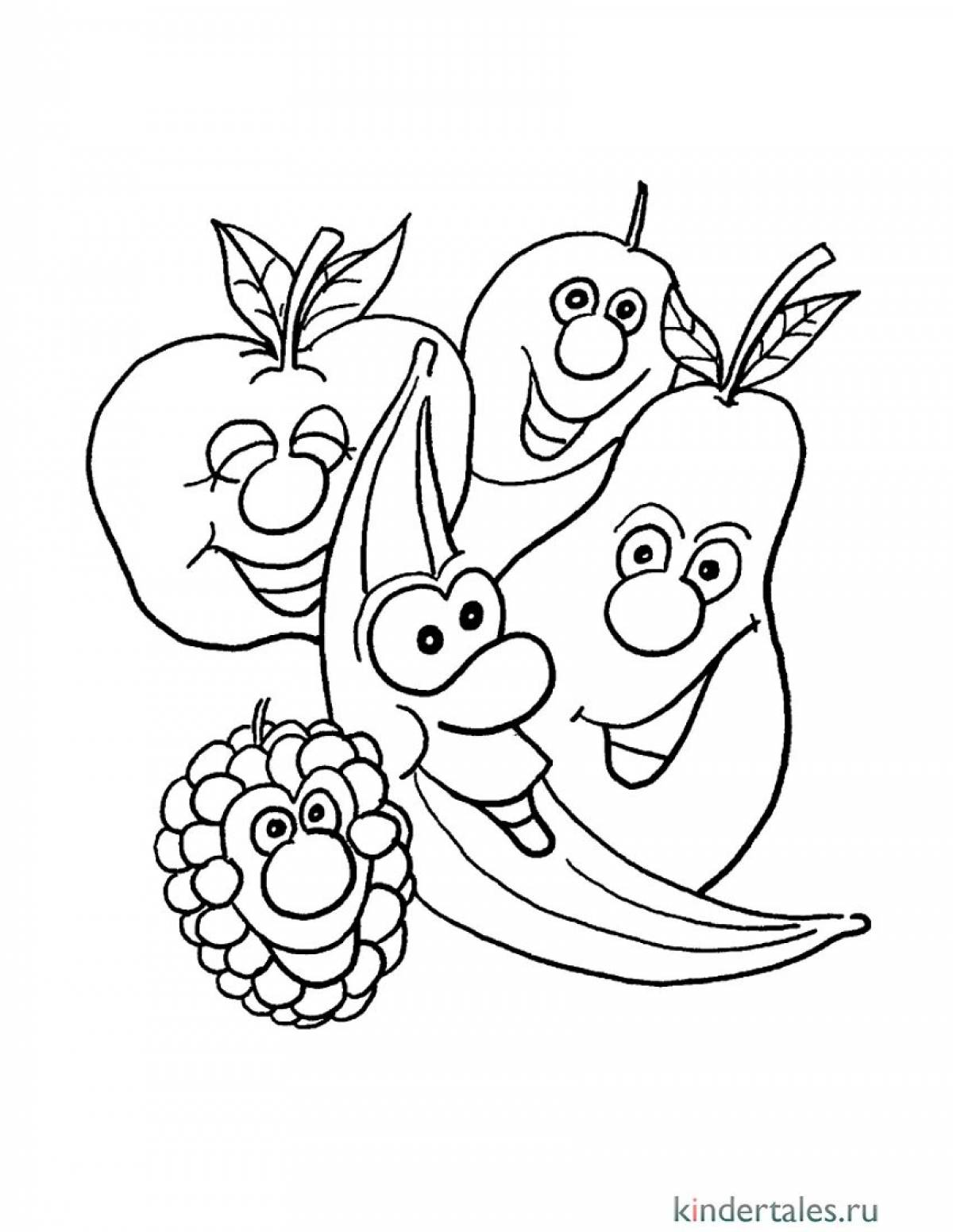 Tempting fruit and vegetable coloring book for girls