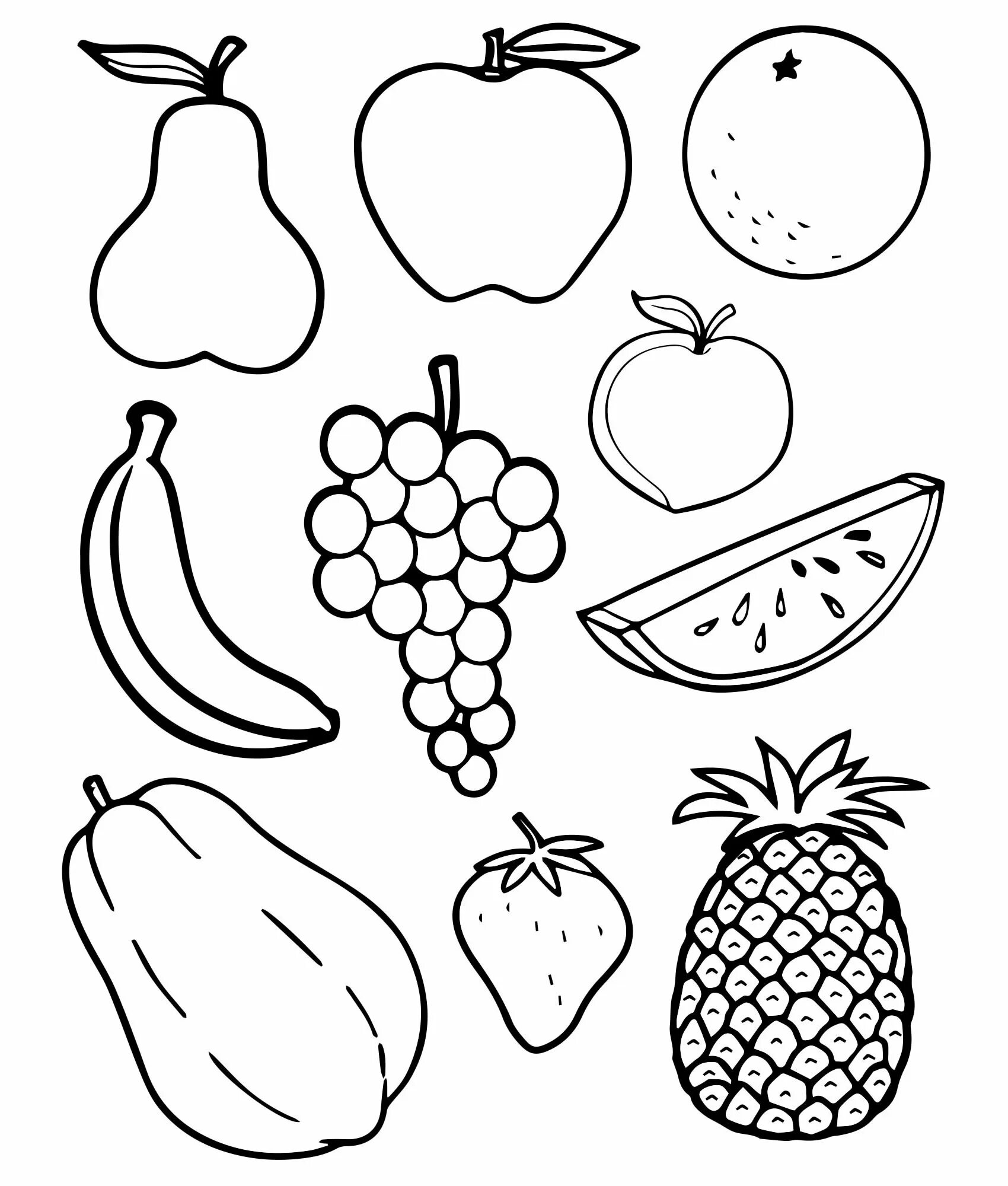 Раскраски фрукты и овощи скачать и распечатать бесплатно