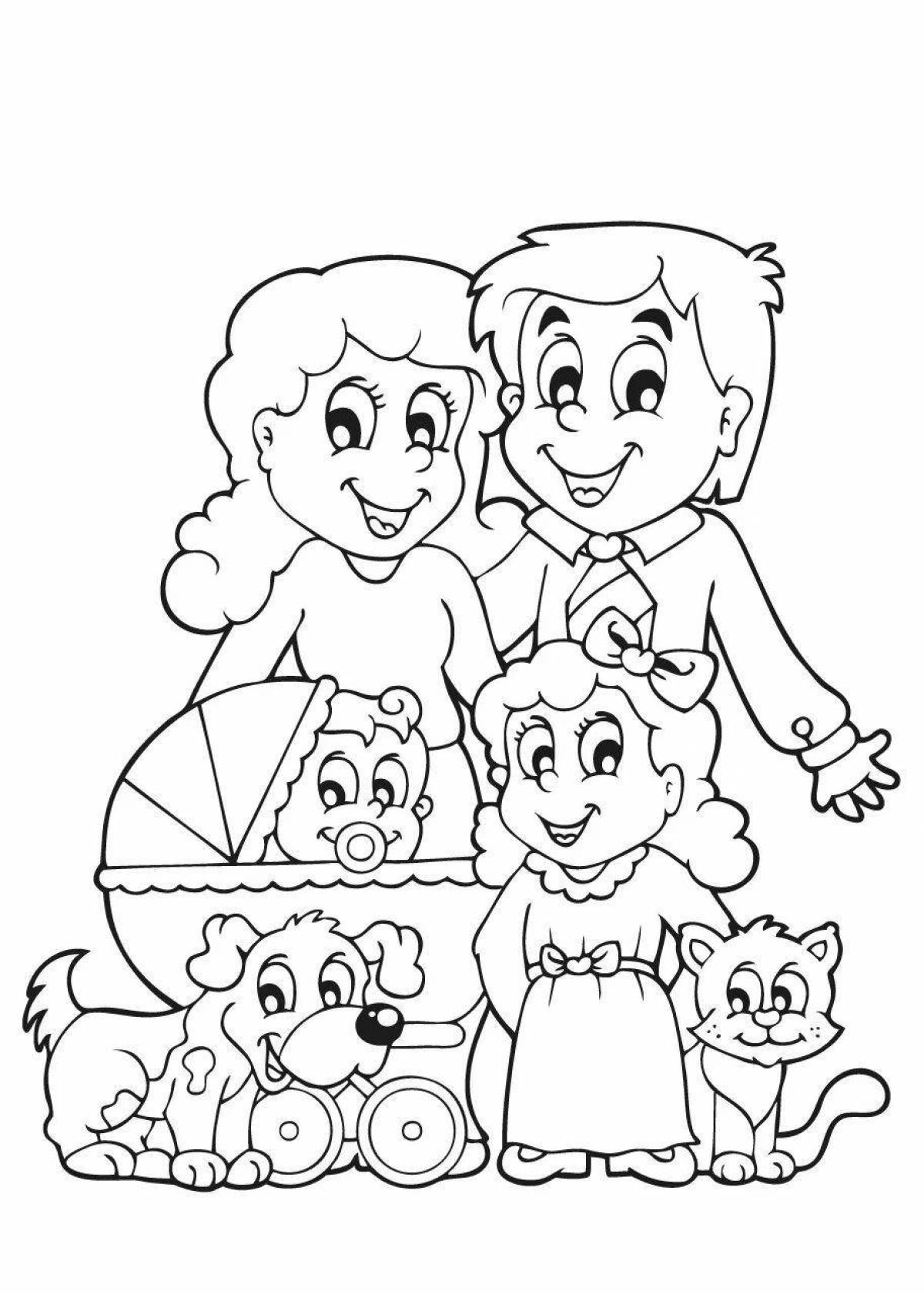 Bright family coloring book