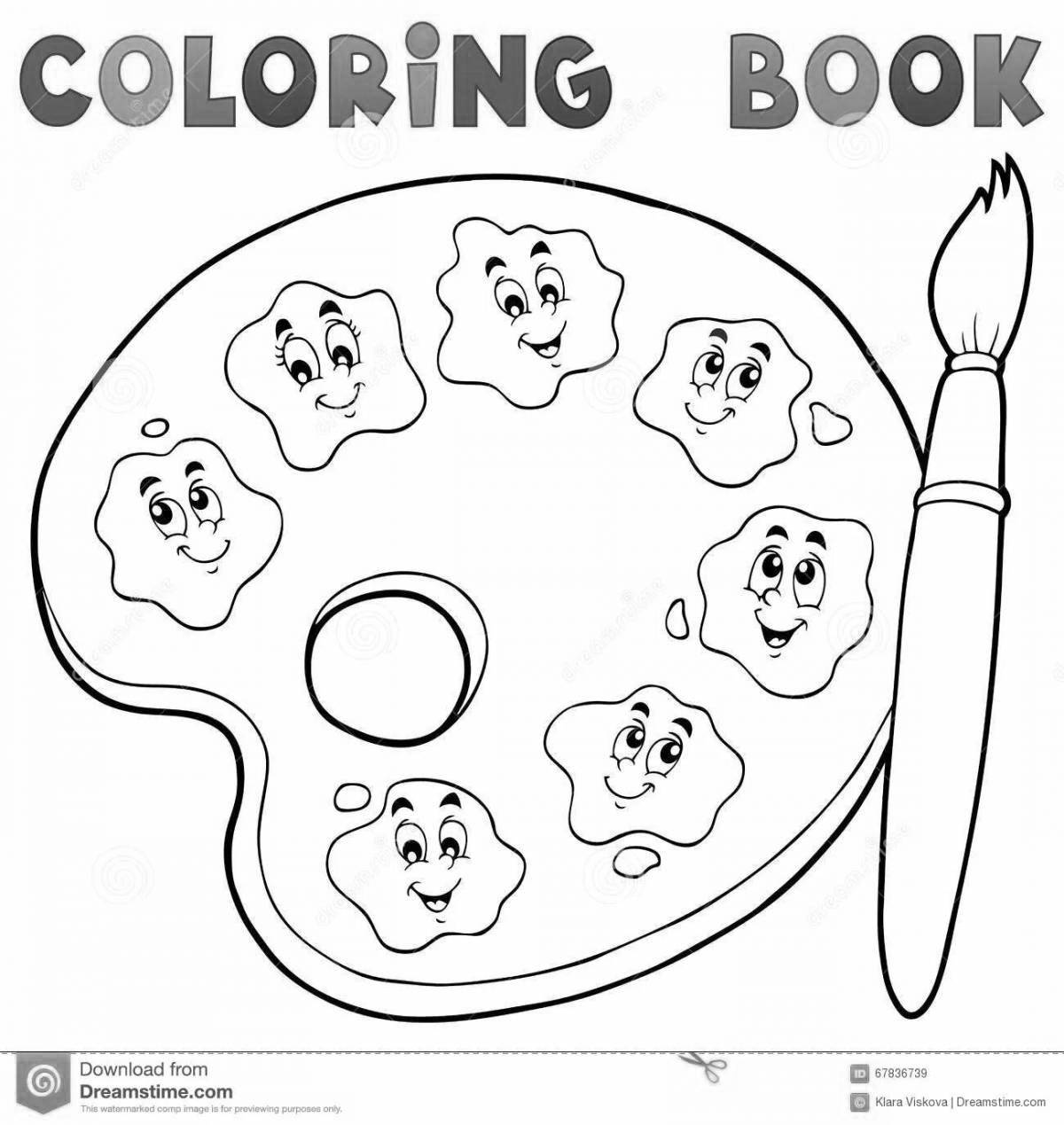 Color-adventure paints and brush coloring page