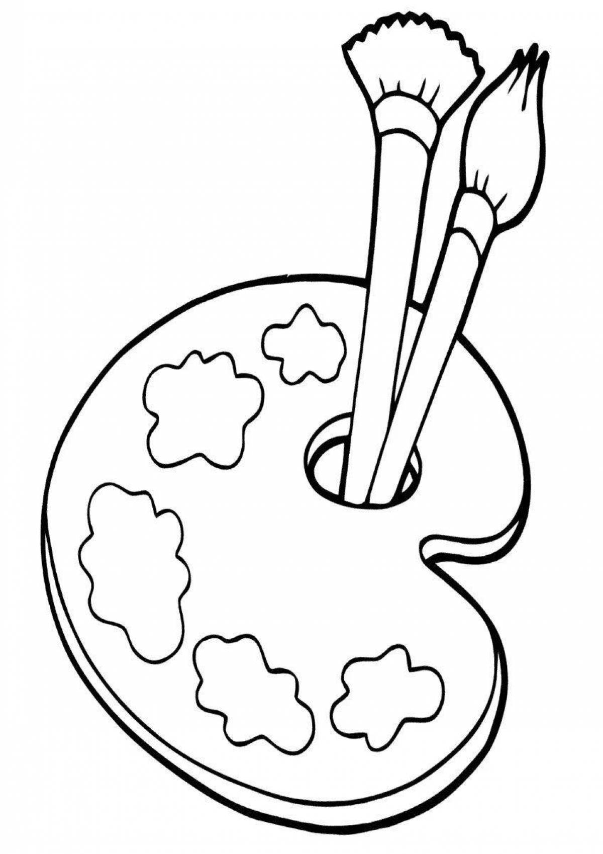 Coloring-illustrator paints and brushes coloring page