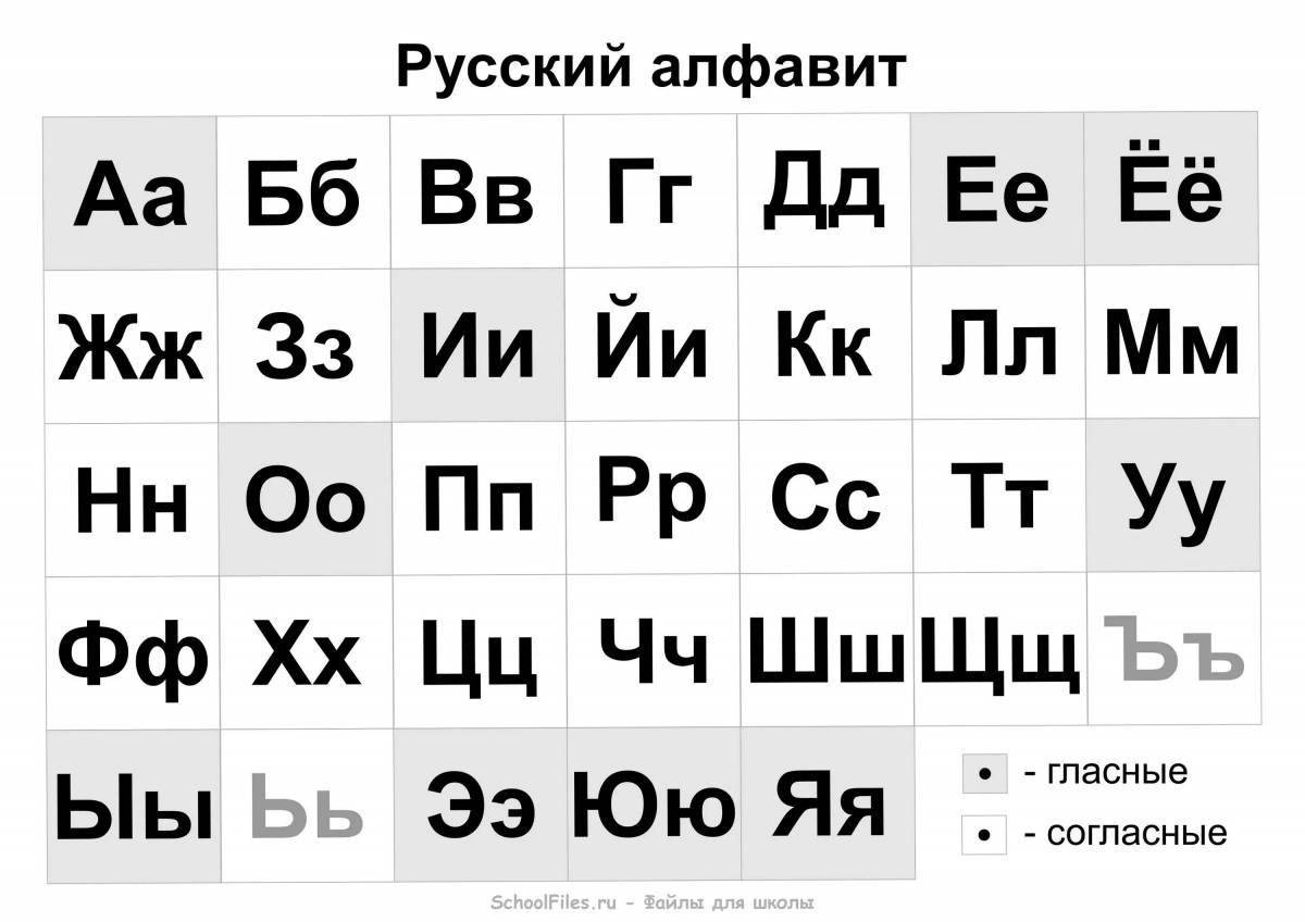 Раскраска жирный алфавит русский