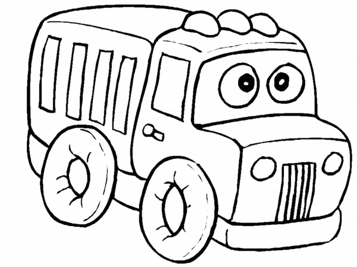 A playful coloring book with big cars for 3-4 year olds