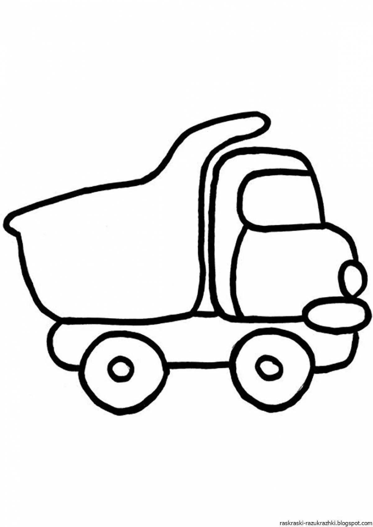 Colored coloring pages of big cars for children 3-4 years old