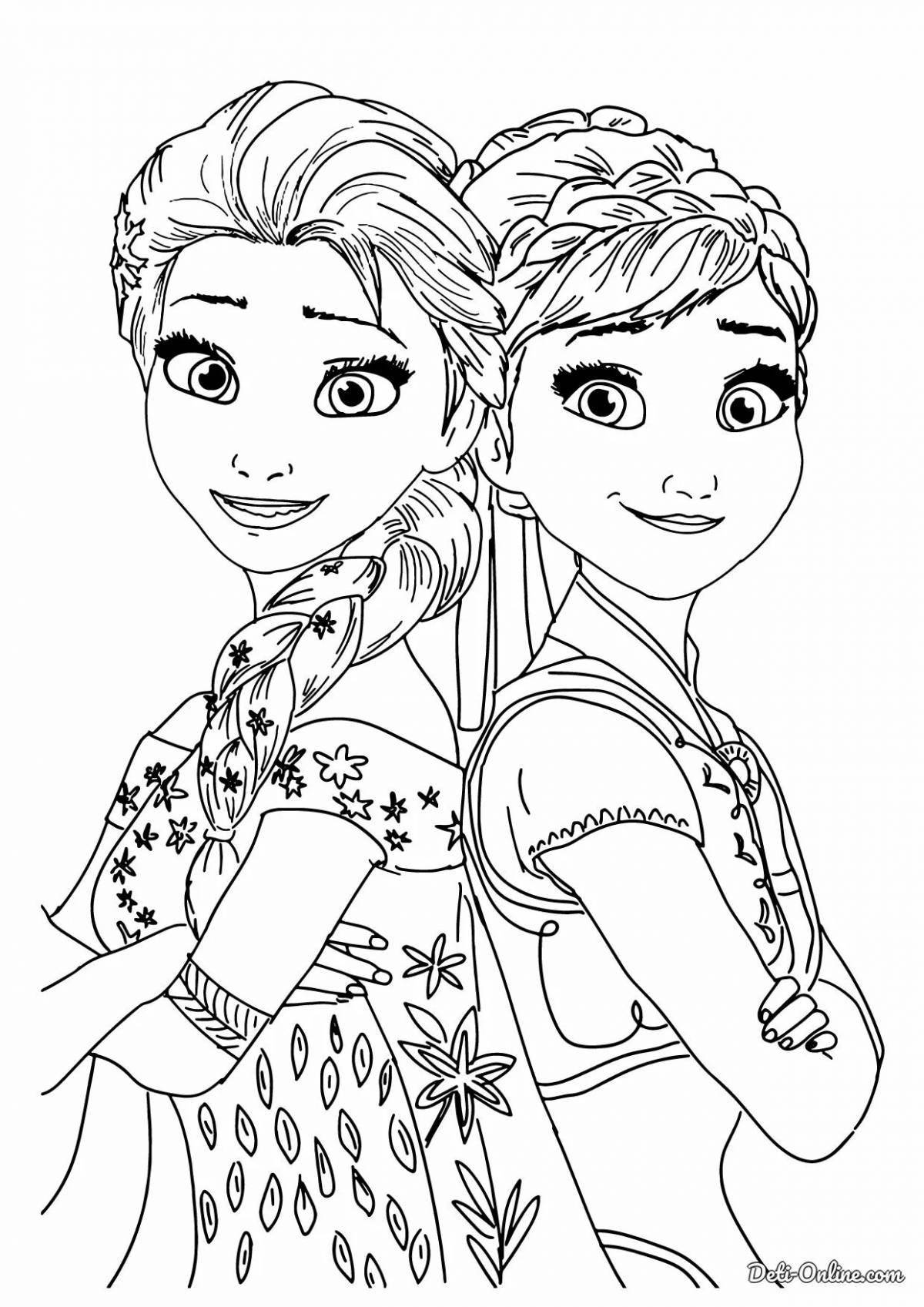 Elsa and anna's charming coloring book