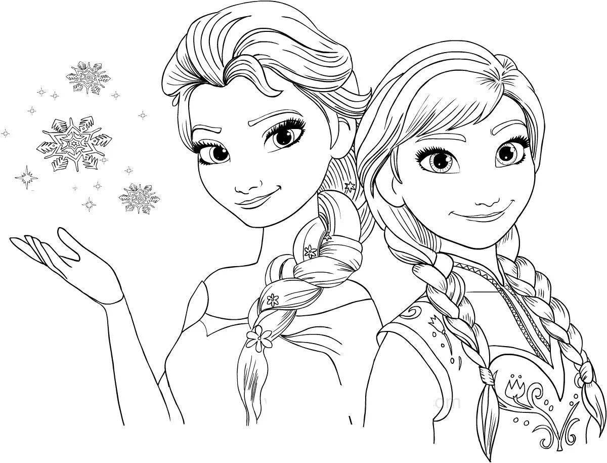 Elsa and anna bright coloring