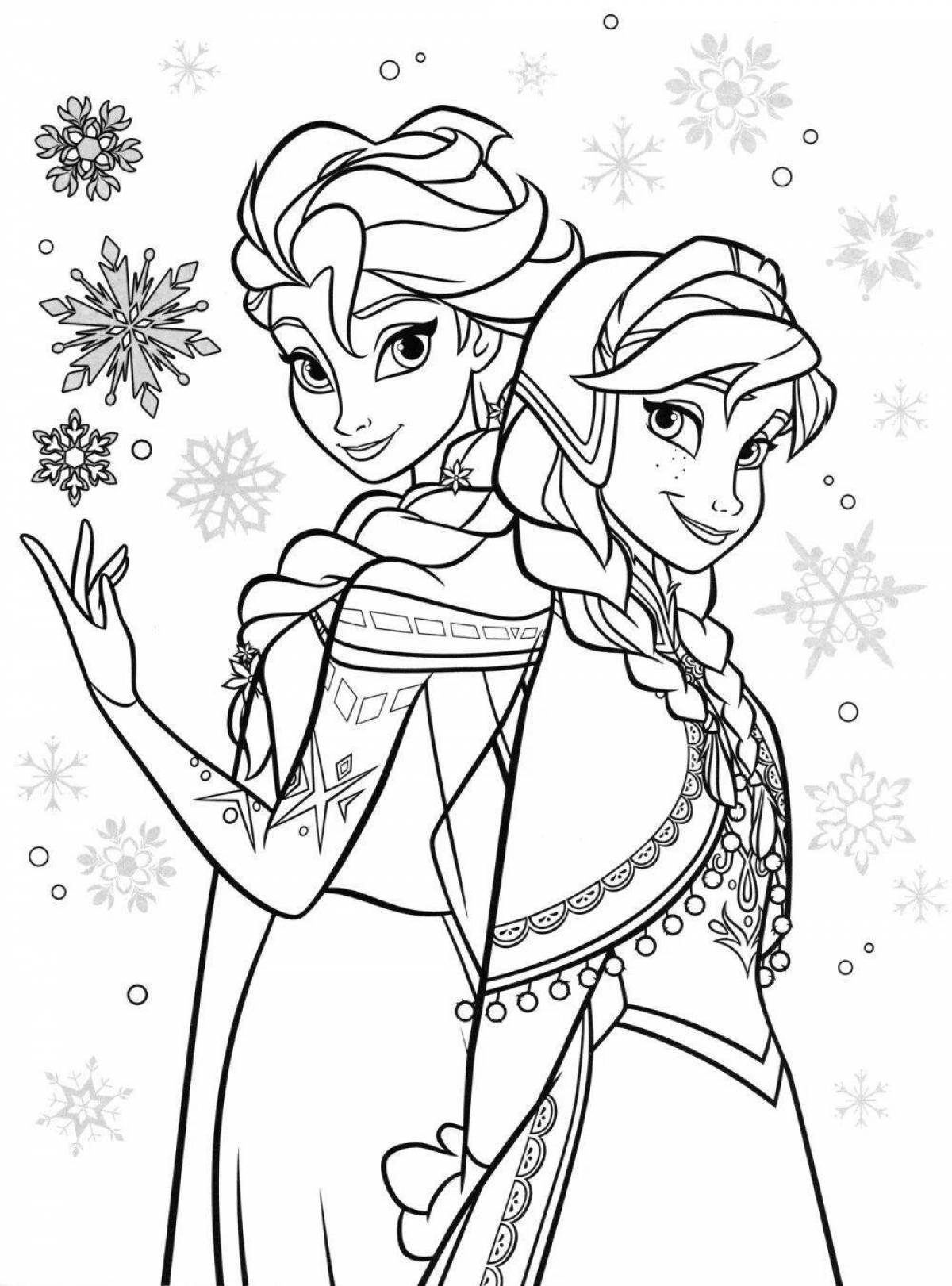 Elsa and anna fairytale coloring book