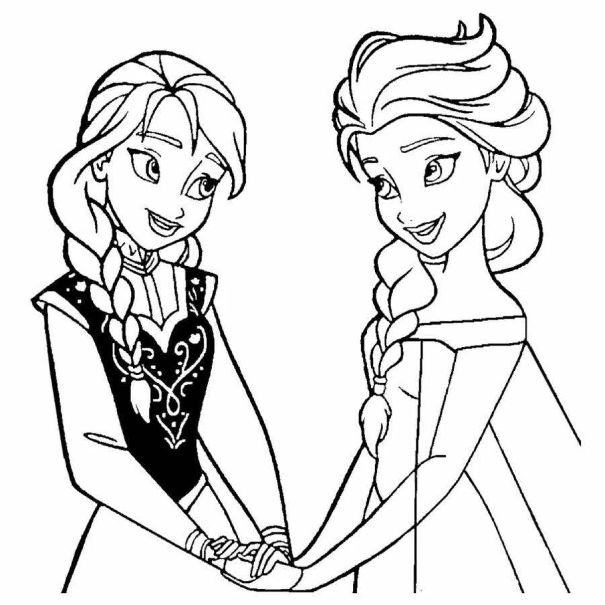 Elsa and anna fun coloring book