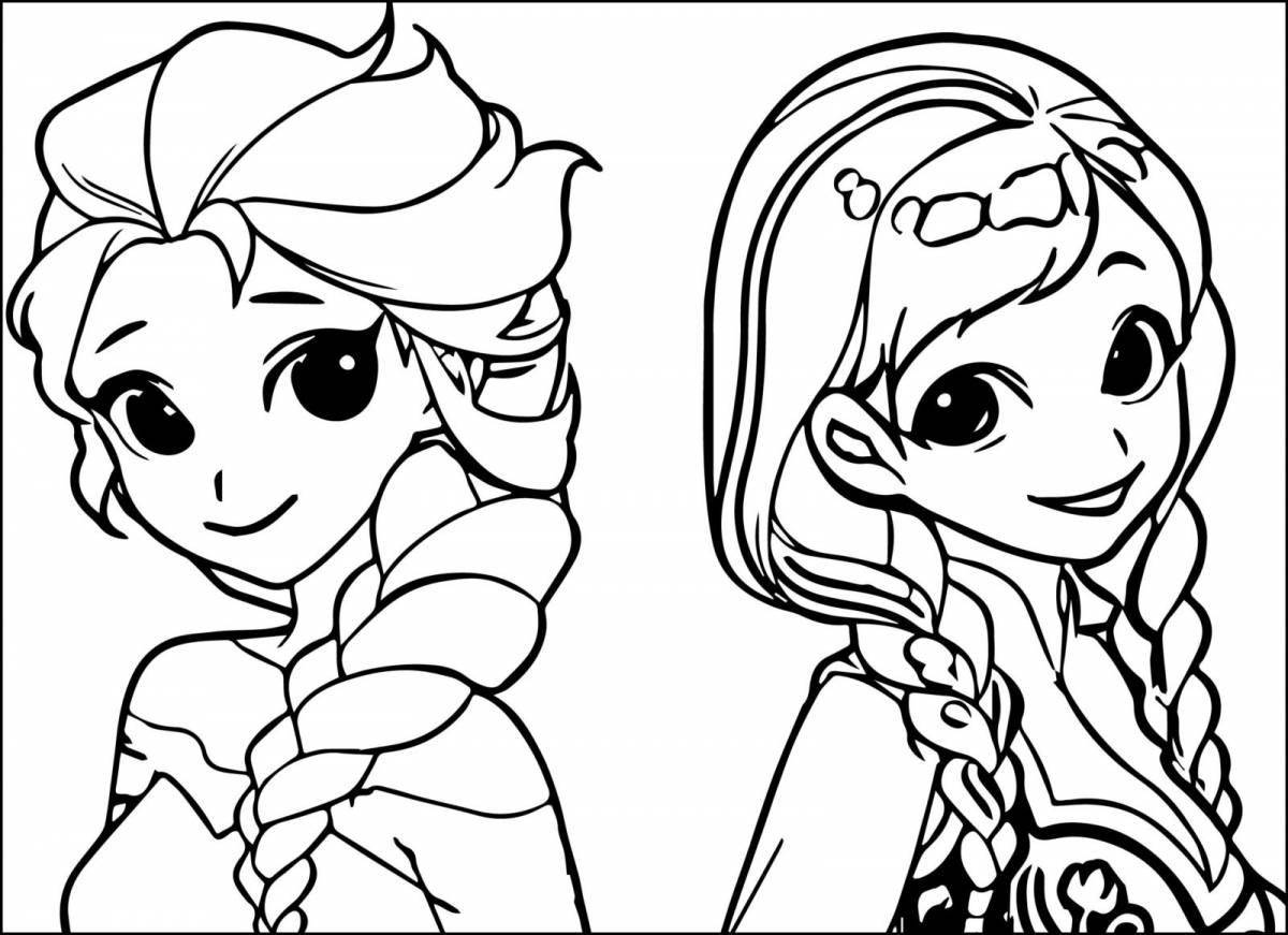 Elsa and anna glowing coloring book