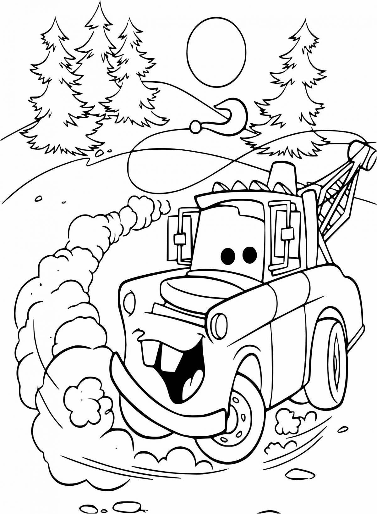 Coloring for colorful cars for children 6-7 years old