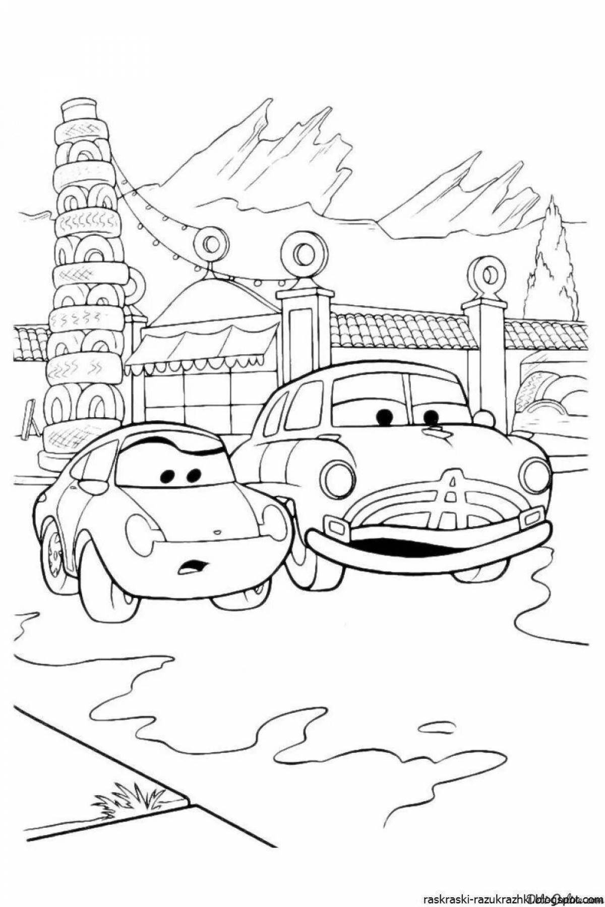 Adorable cars coloring book for children 6-7 years old