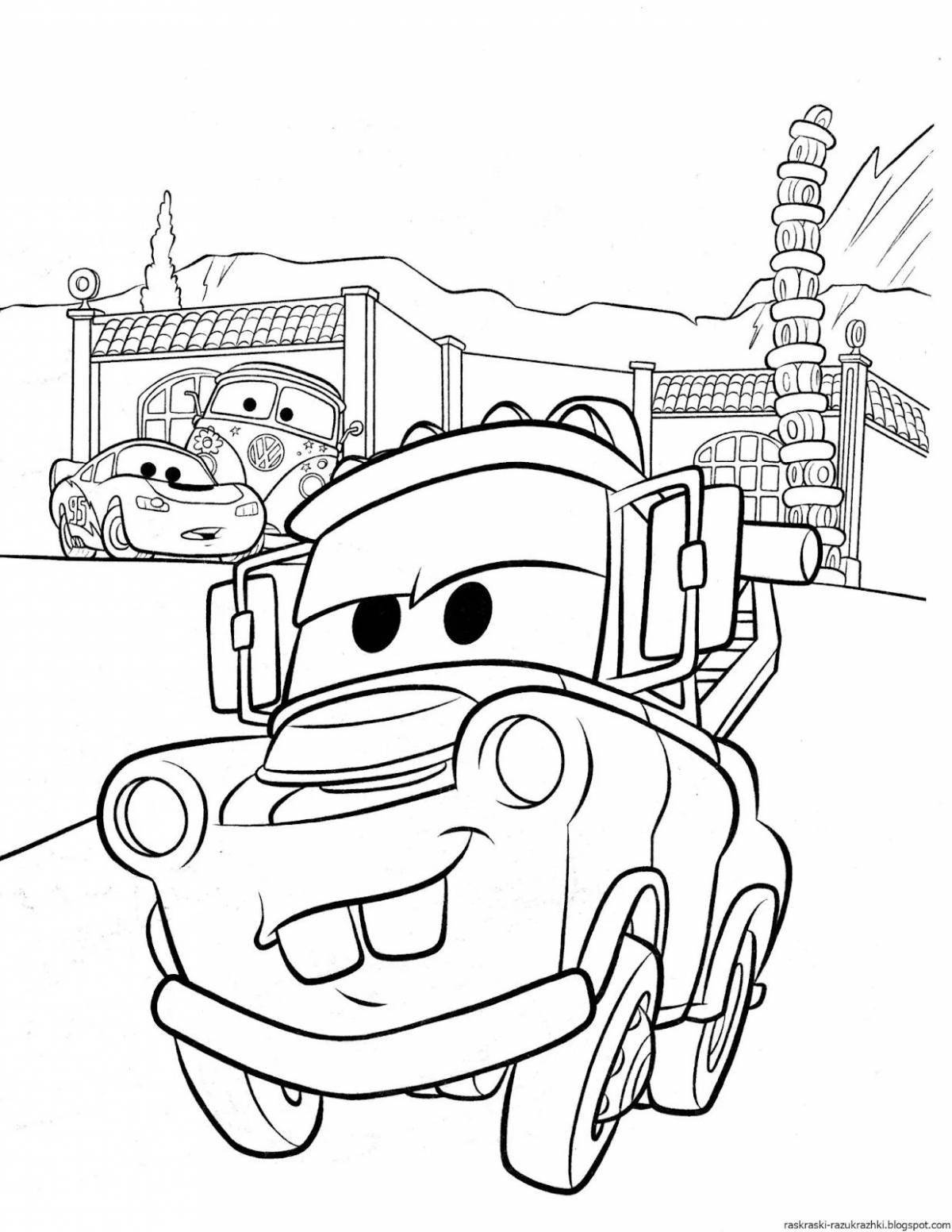 Adorable cars coloring book for children 6-7 years old