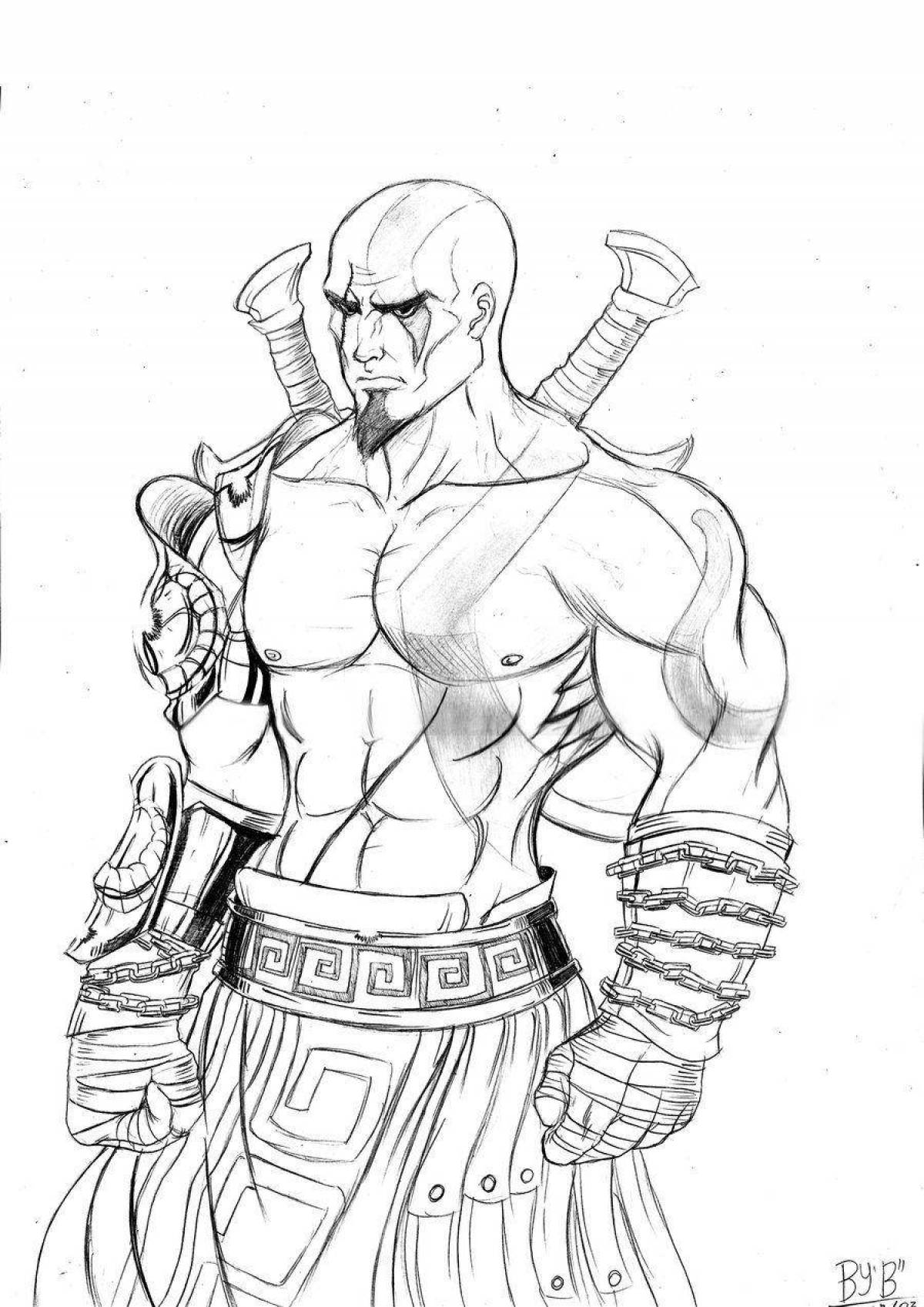 Awesome kratos coloring page