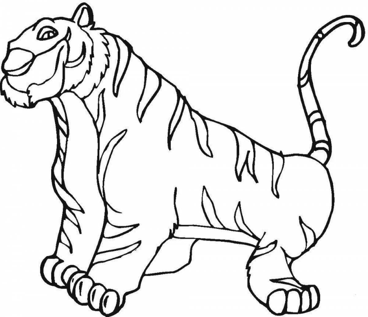 Анимированная страница раскраски тигрового окраса
