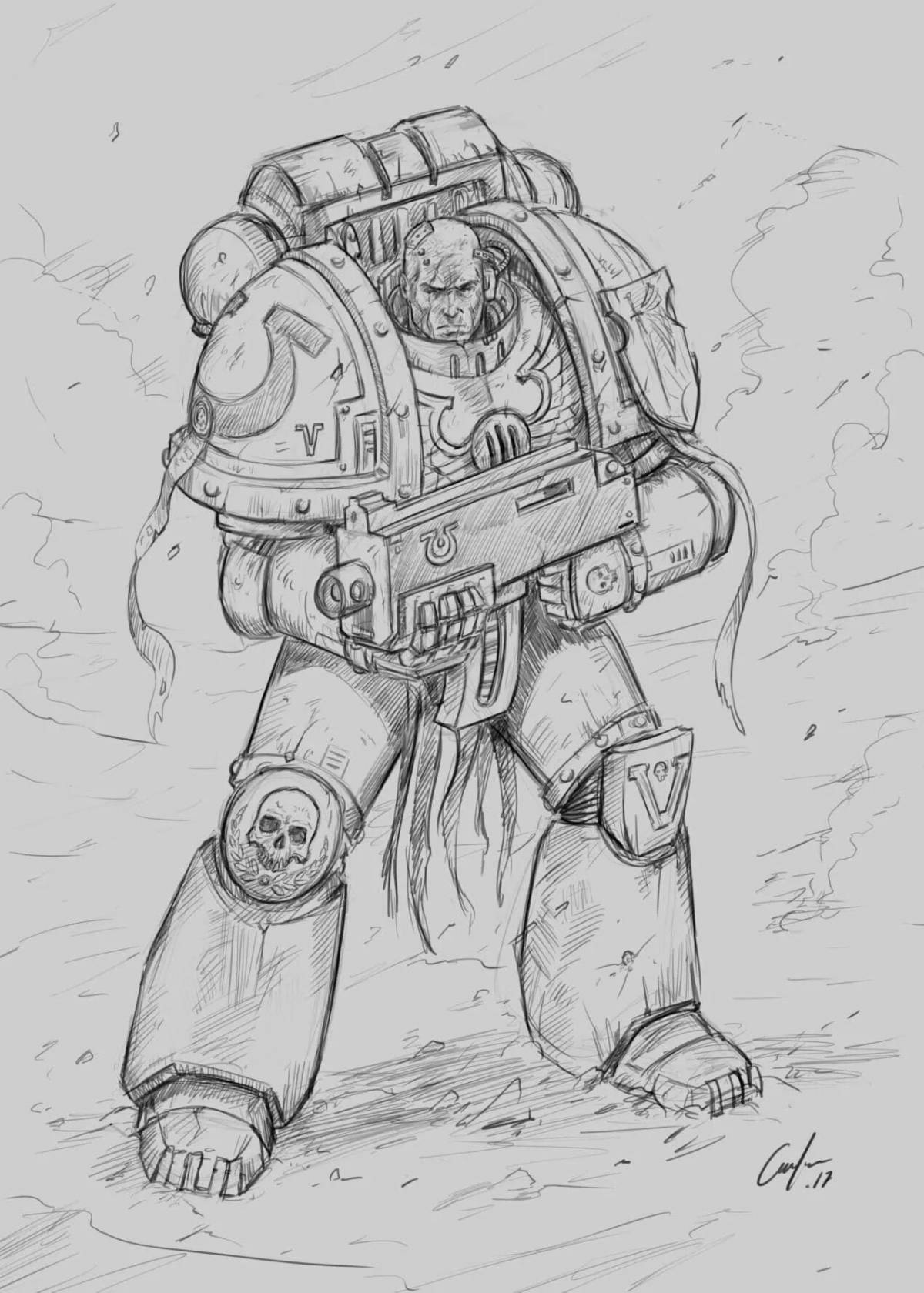 Glamorous space marine coloring page