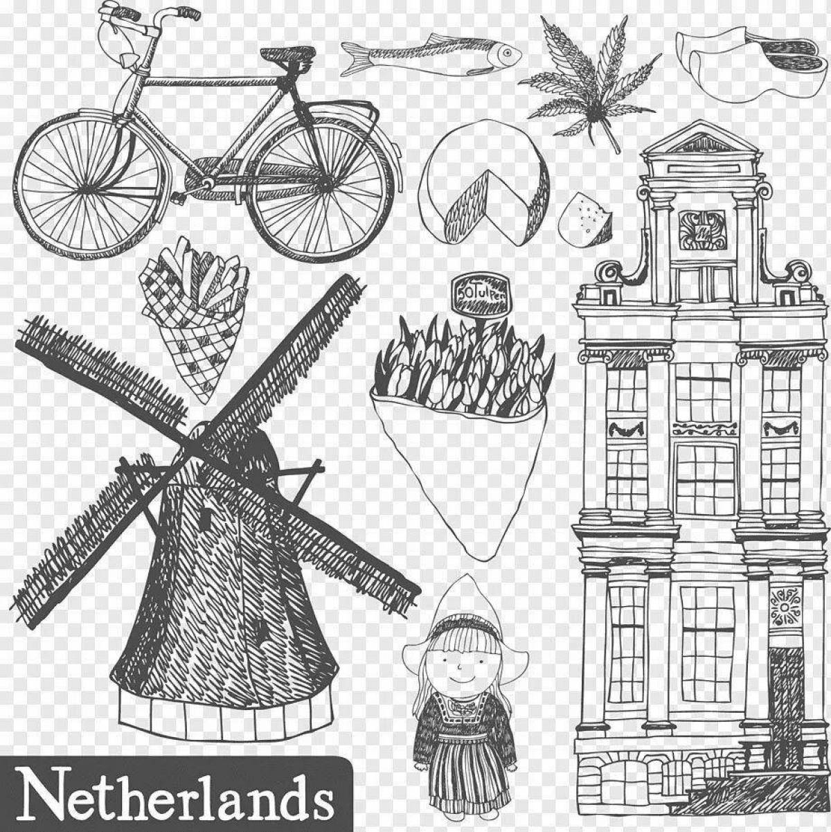 Colorful holland coloring book