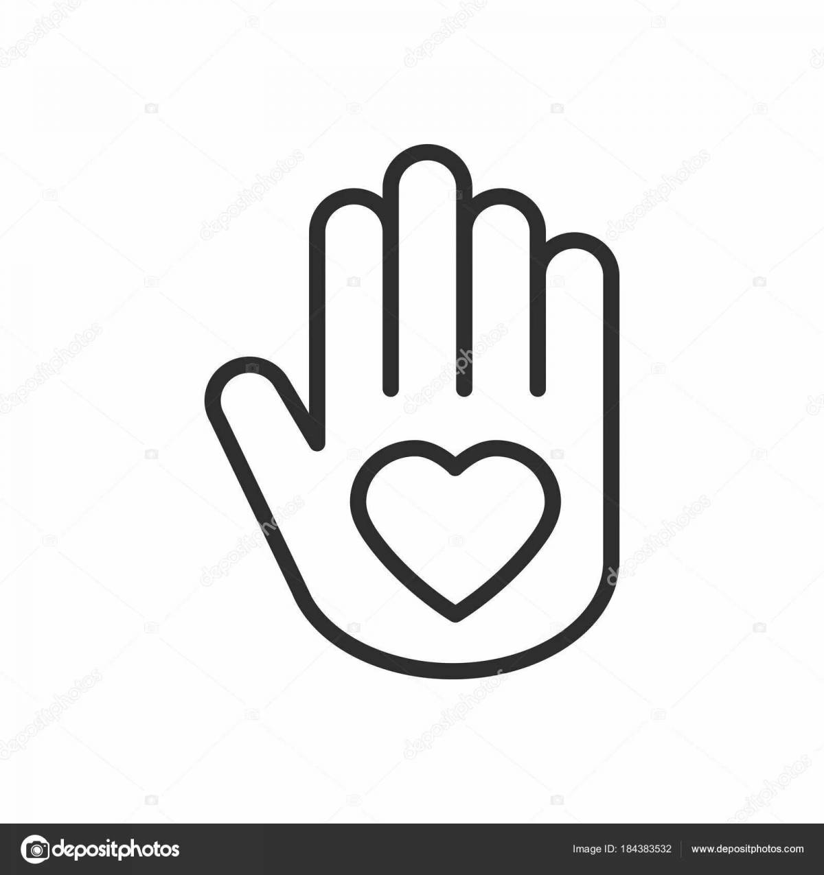 Волонтеры рука и сердце символ