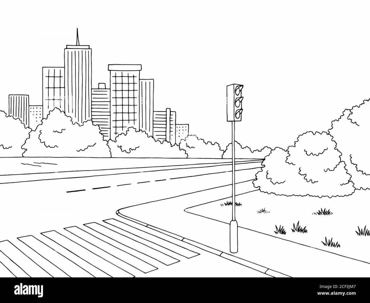 Coloring page happy crossroads