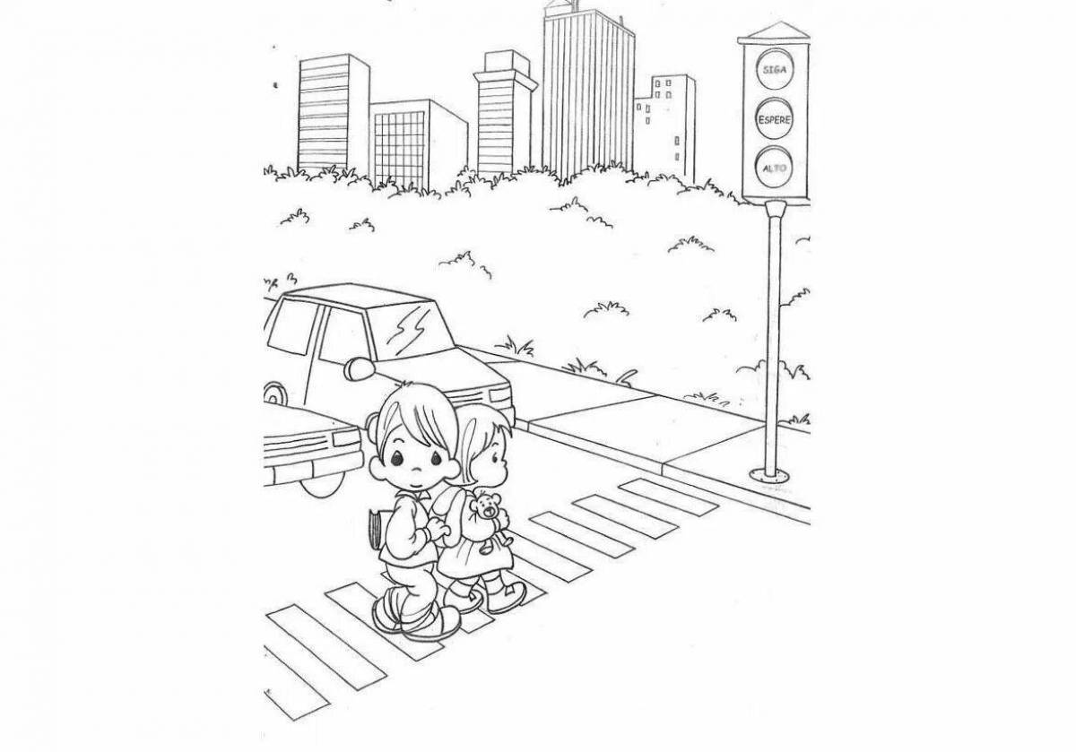 Coloured cascading crossroads coloring book