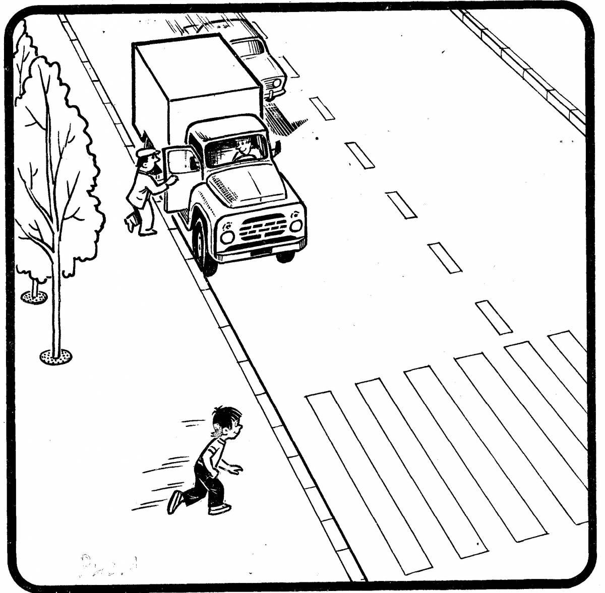Crossroad coloring page in color