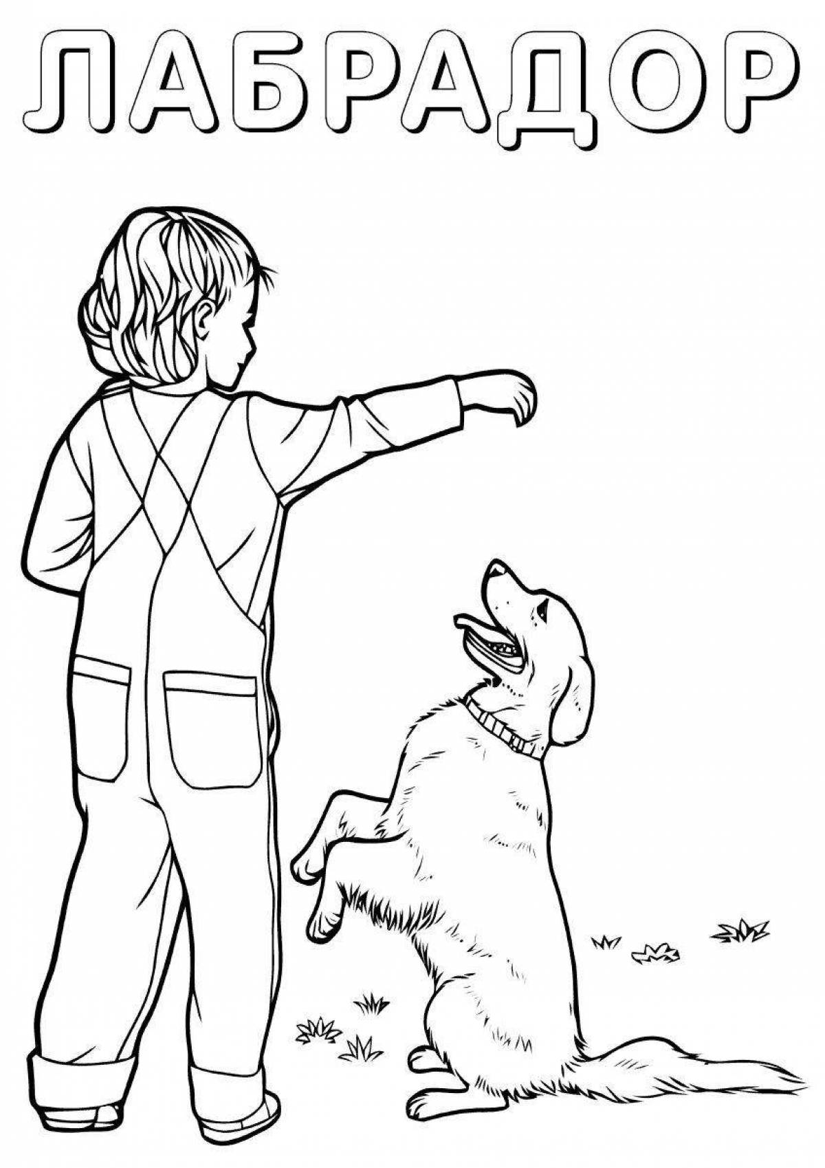 Coloring page charming cynologist