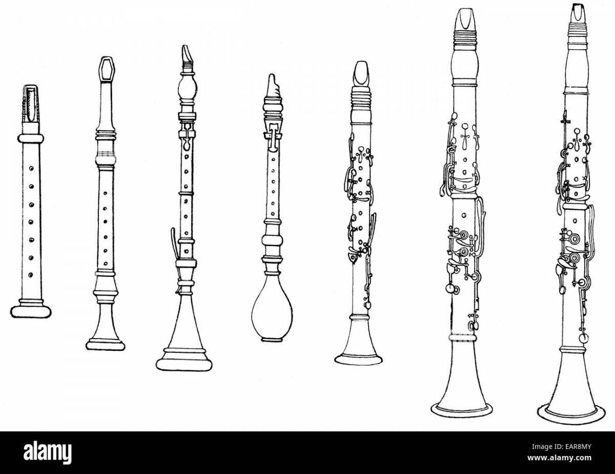 Coloring page joyful clarinet