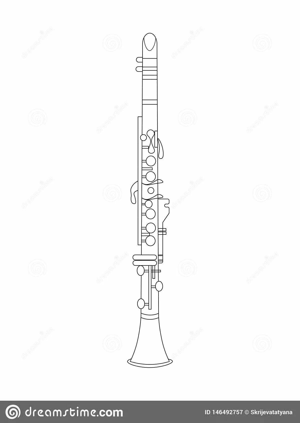 Раскраска кларнет музыкальный инструмент