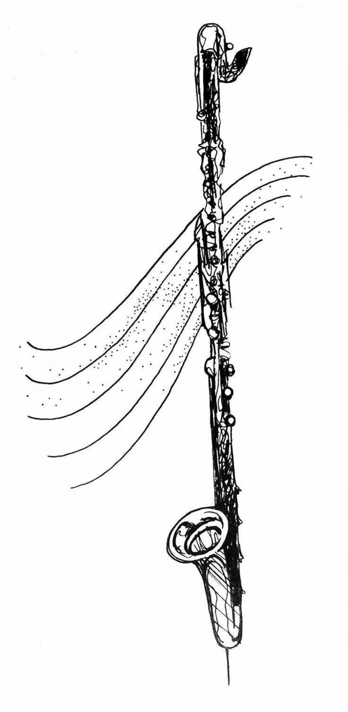 Animated clarinet coloring page