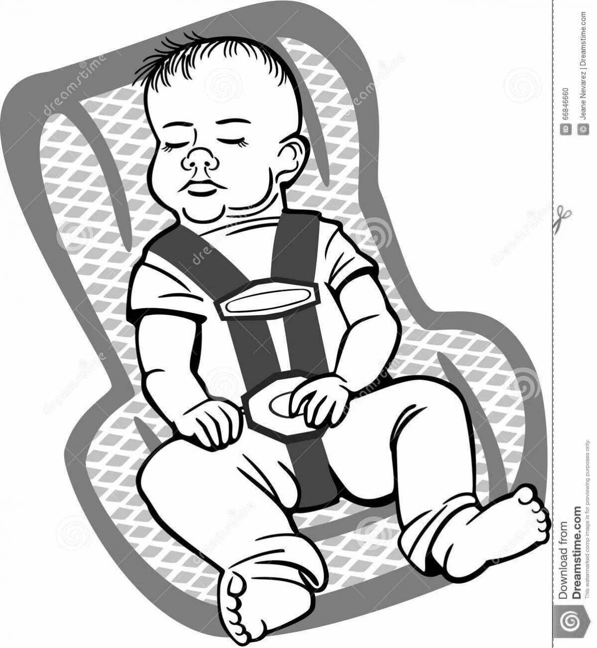 Colorful car seat coloring page