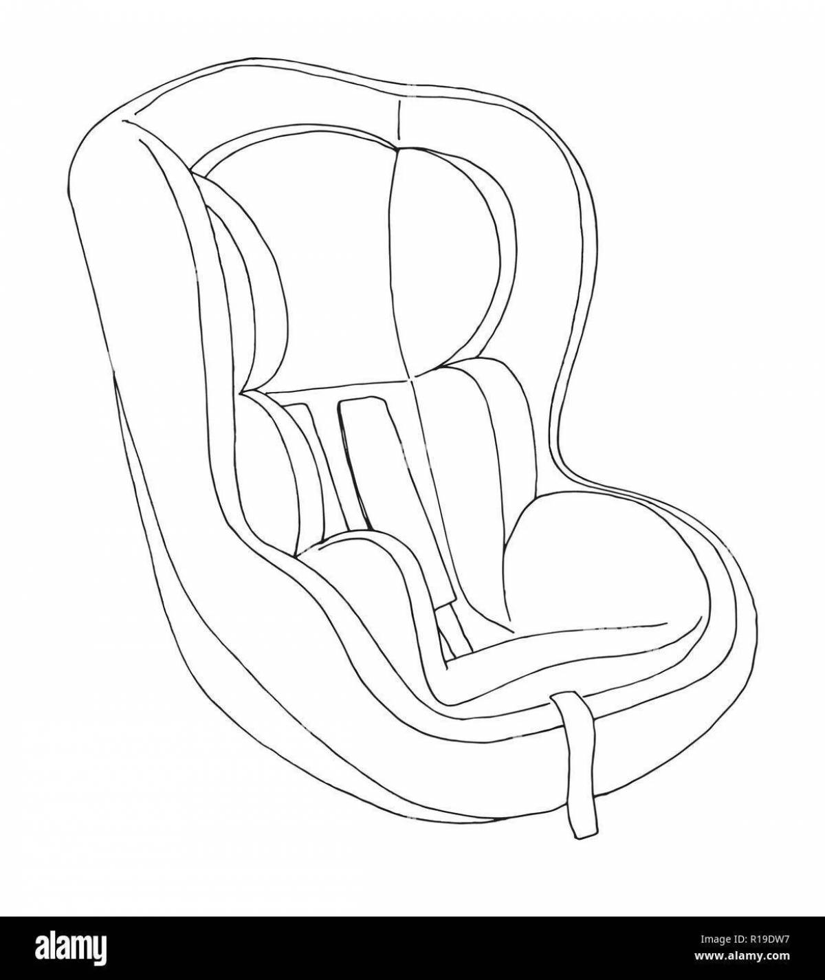 Bright car seat coloring page