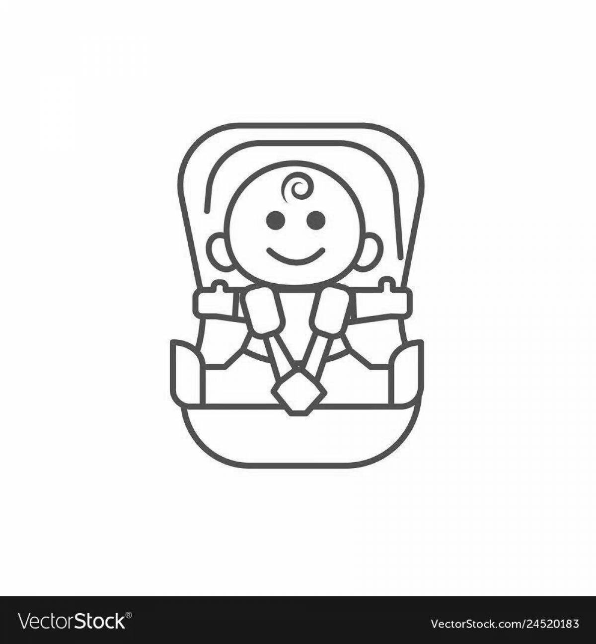 Playful car seat coloring page