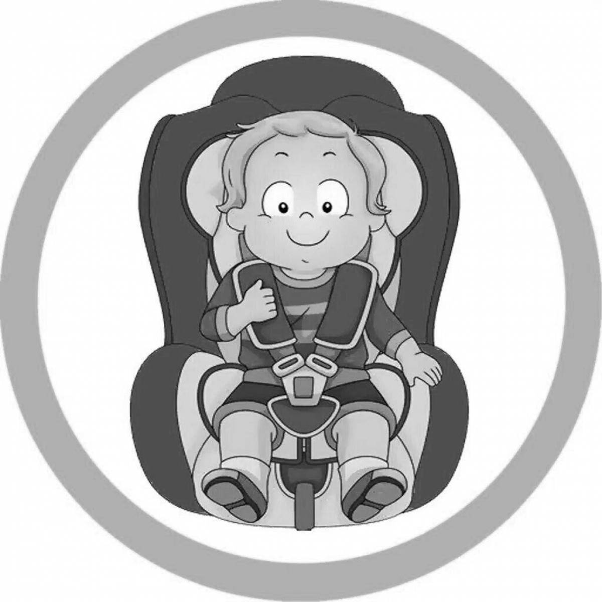Glimmering car seat coloring page