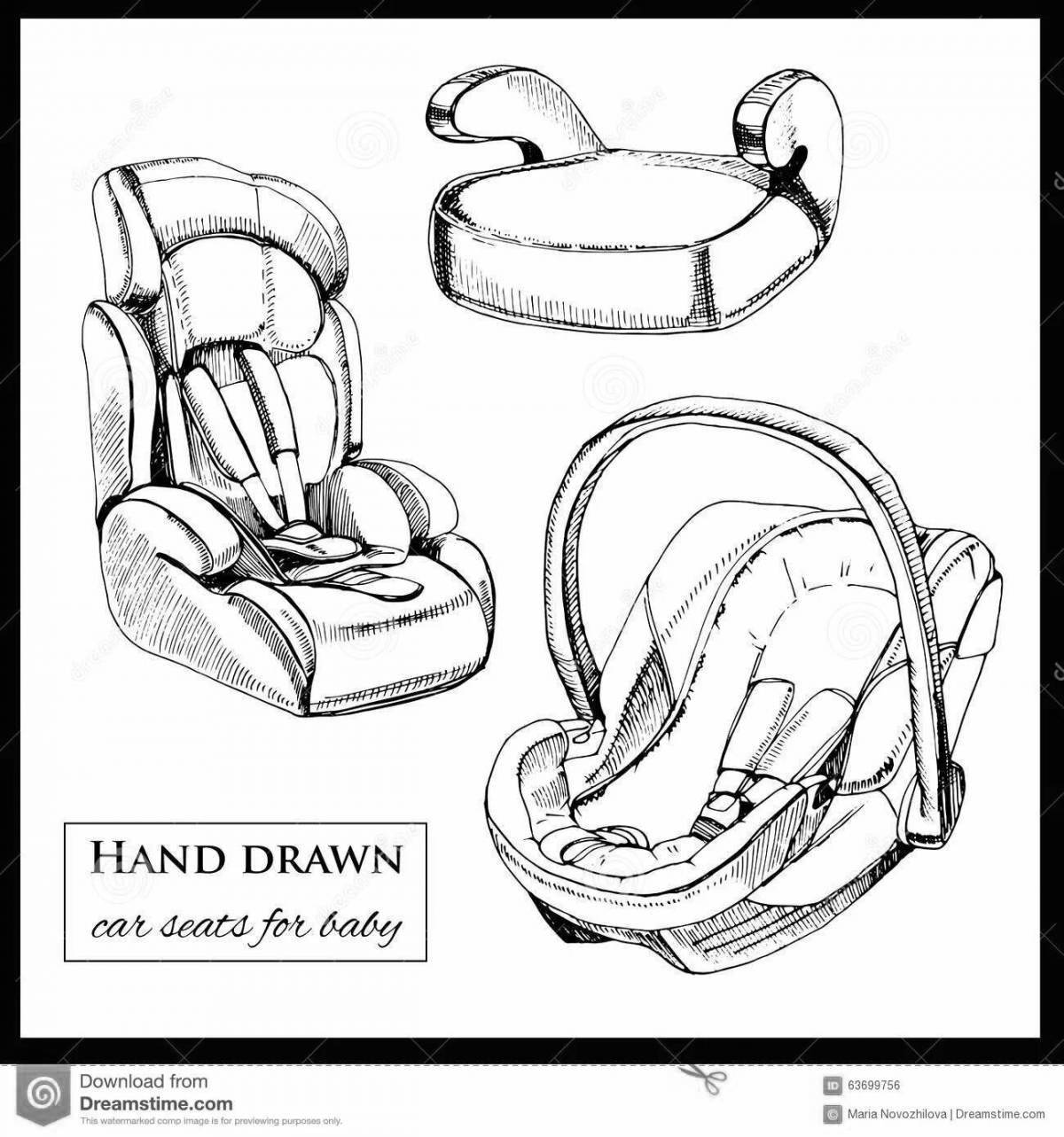 Fine car seat coloring page