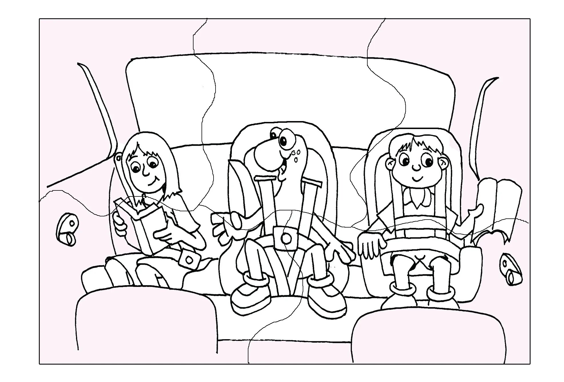 Decorative car seat coloring page