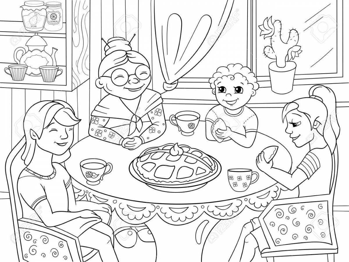 Coloring page joyful dastarkhan