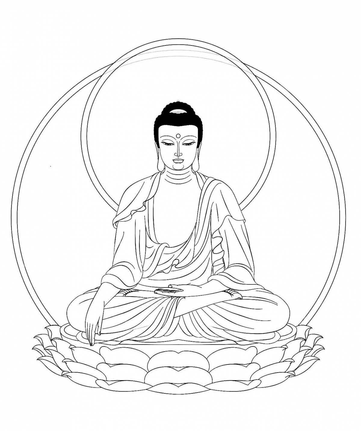 Colorful buddhism coloring page